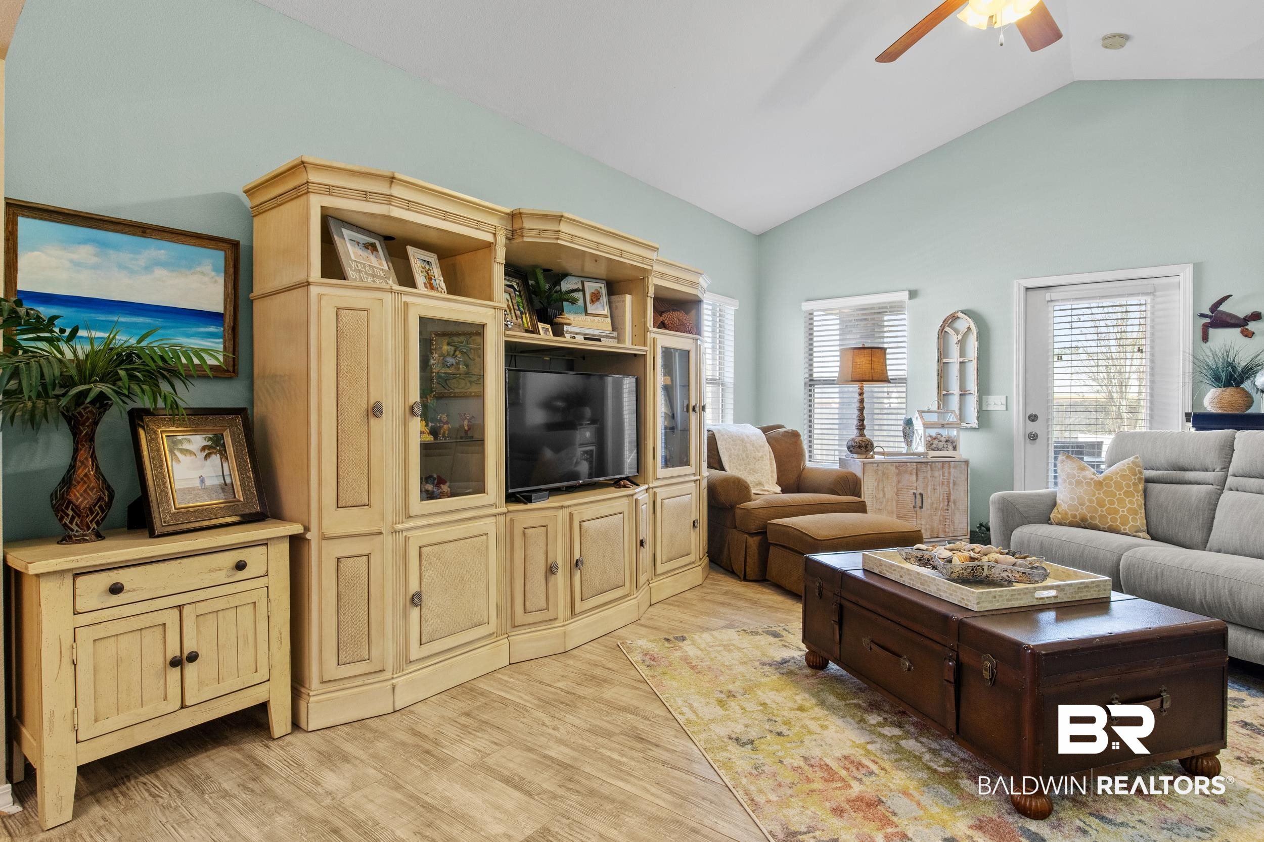 1752 Abbey Loop Foley, AL 36535 - Photo 4 of 21 Living room featuring ceiling fan, light hardwood / wood-style floors, and lofted ceiling