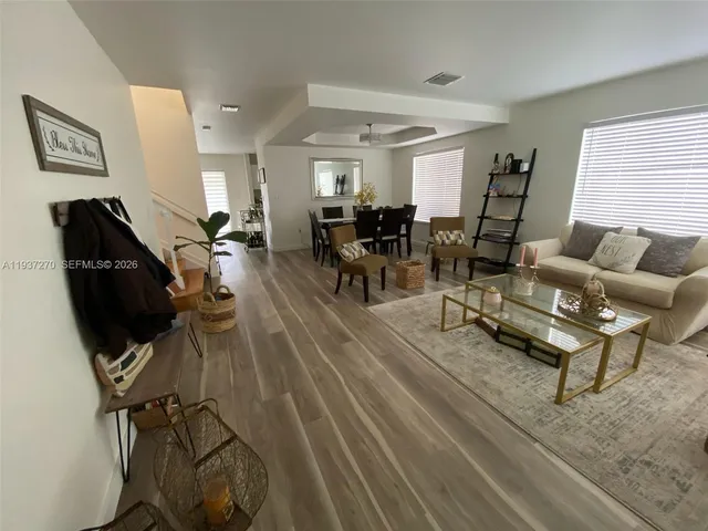 a living room with furniture