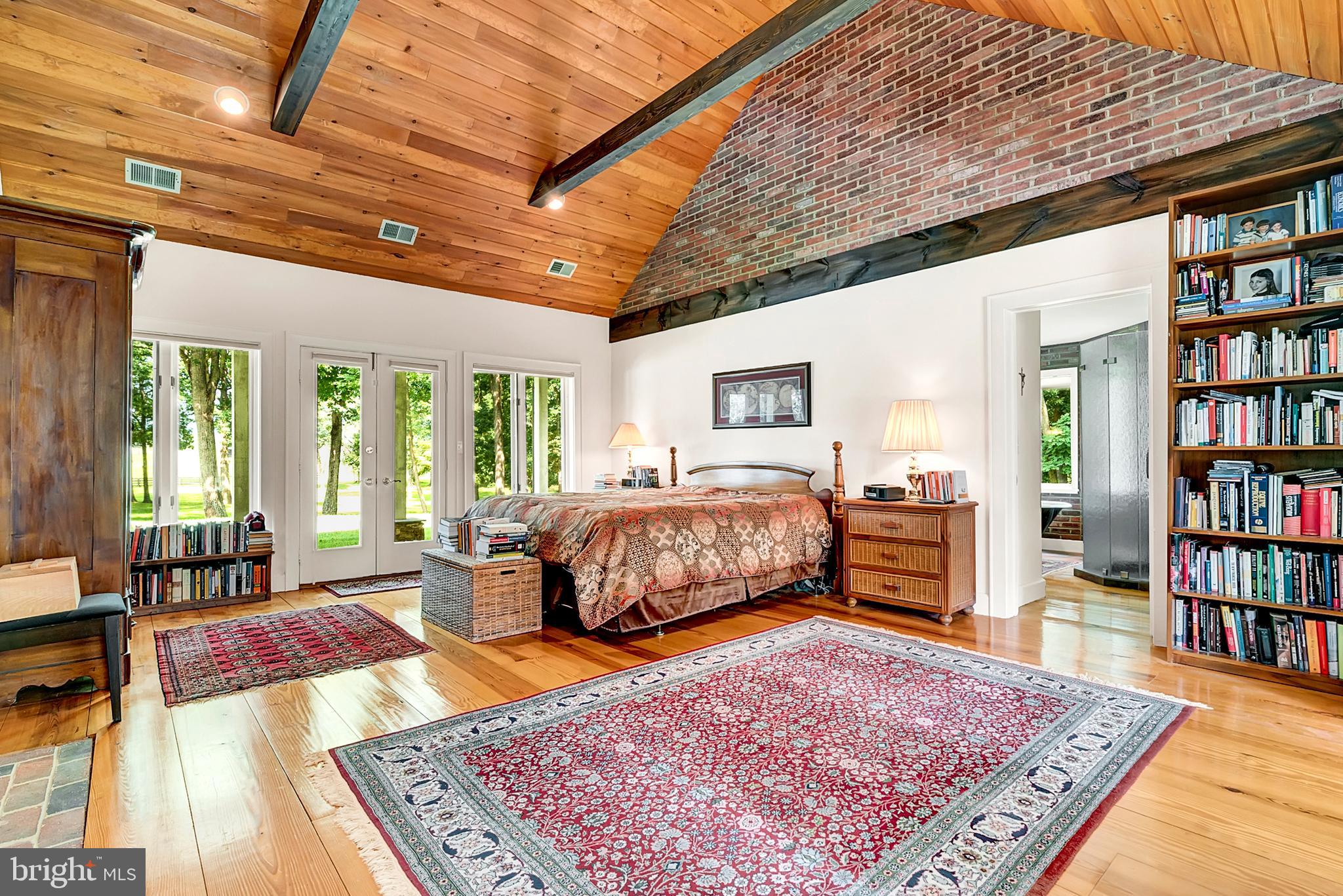 20022 Trappe Road Bluemont, VA 20135 - Photo 35 of 97 a bedroom with a large bed a rug and a book shelf