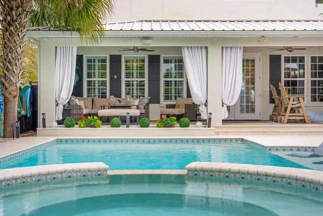 a view of porch with seating space