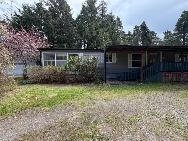 a view of a backyard with trees