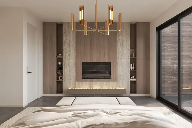 a view of a livingroom with a fireplace