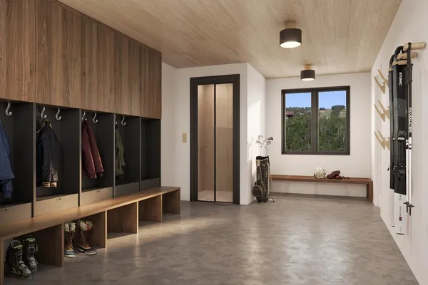 a view of a living room washer and dryer