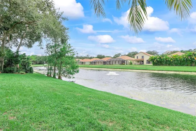 a view of a park and trees in the background