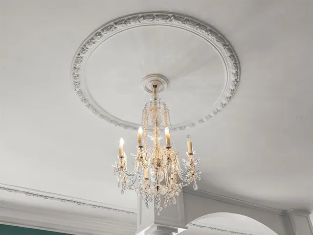 a view of a lake with a big yard and large trees