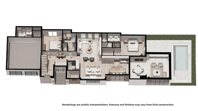 a living room with furniture