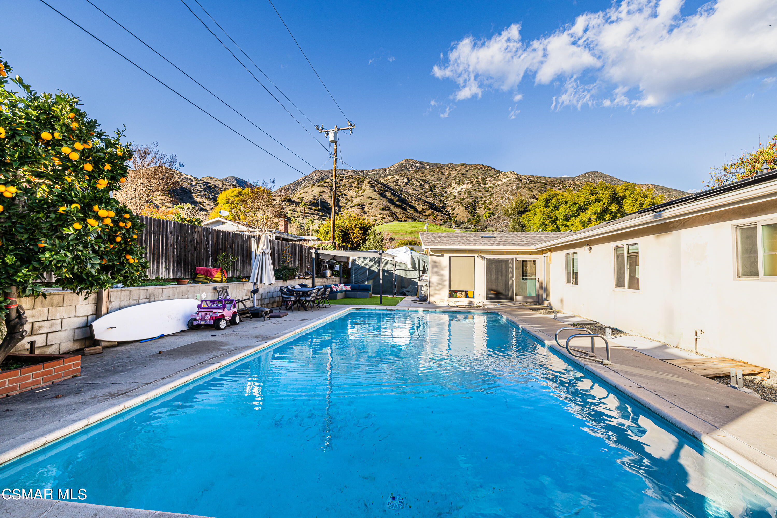 1405 Meadowbrook Road Ojai, CA 93023 - Photo 22 of 25 a view of a house with swimming pool yard and a patio