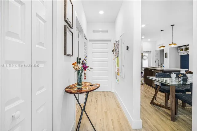 a bedroom with a bed and a walk in closet