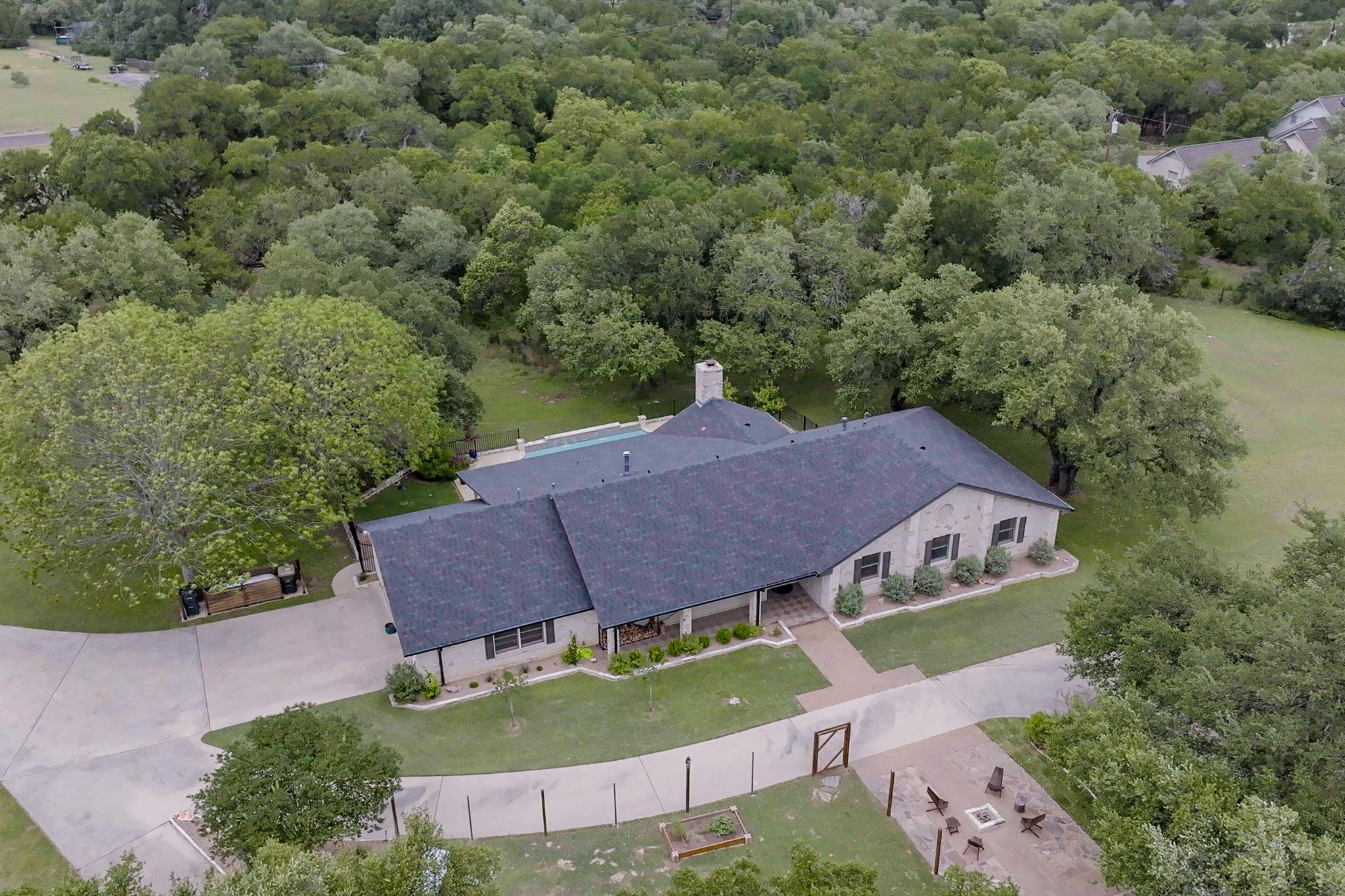 320 Greenridge Road Georgetown, TX 78628 - Photo 36 of 38 an aerial view of a house with yard and outdoor seating