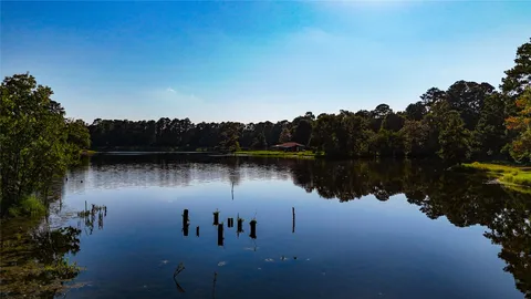 a view of lake with green space