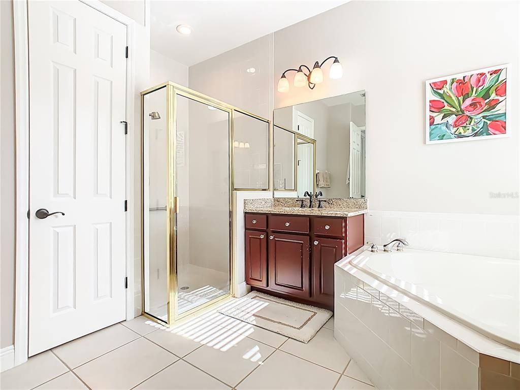 915 San Raphael Street Poinciana, FL 34759 - Photo 27 of 84 a spacious bathroom with a granite countertop sink mirror and bathtub