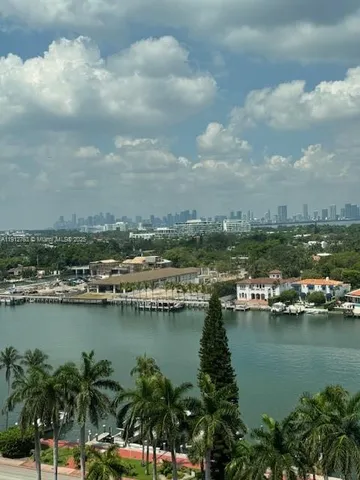 a view of a lake and a city