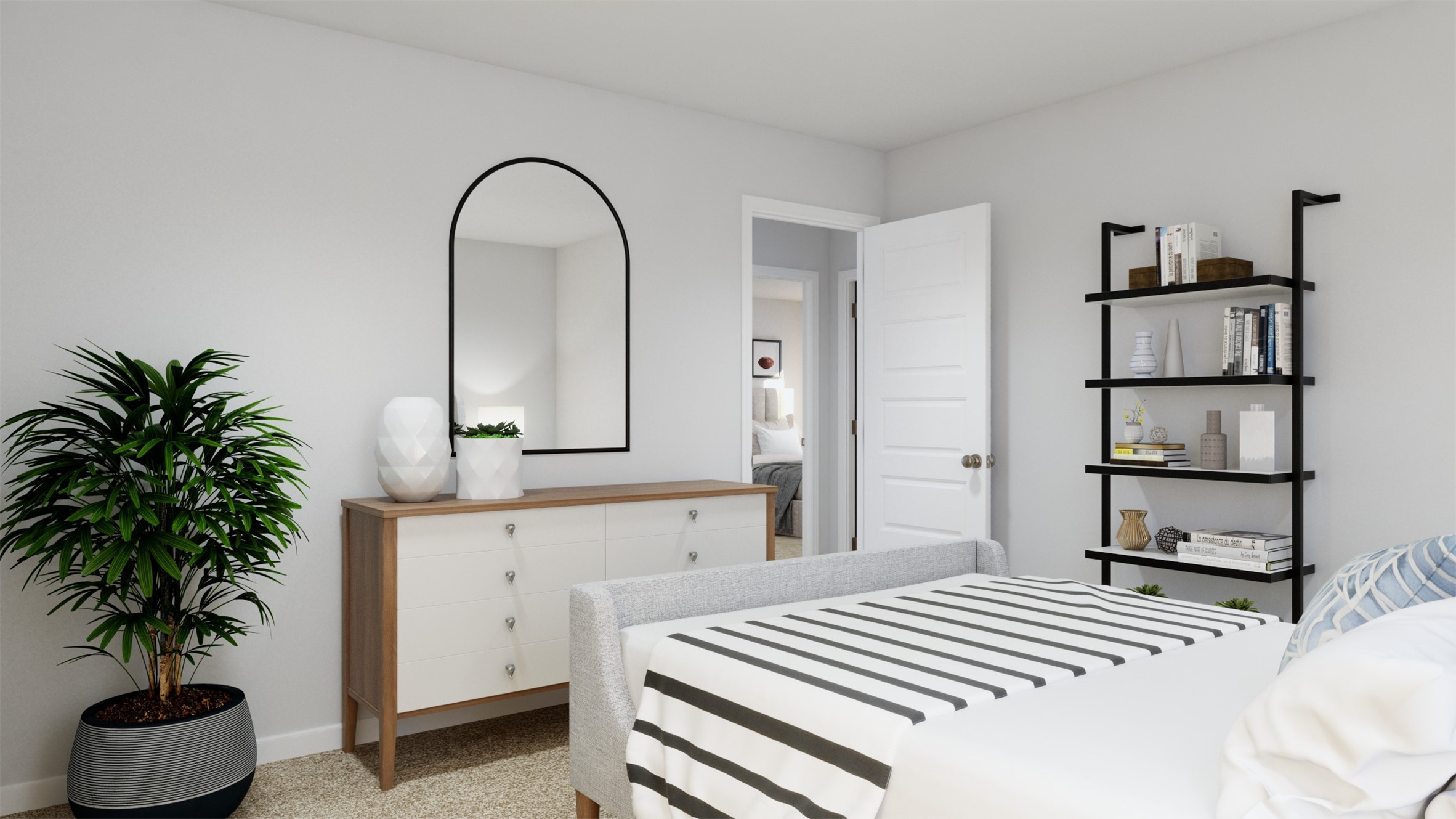 13671 Kit Run Splendora, TX 77372 - Photo 36 of 42 a bedroom with a bed table and a potted plant