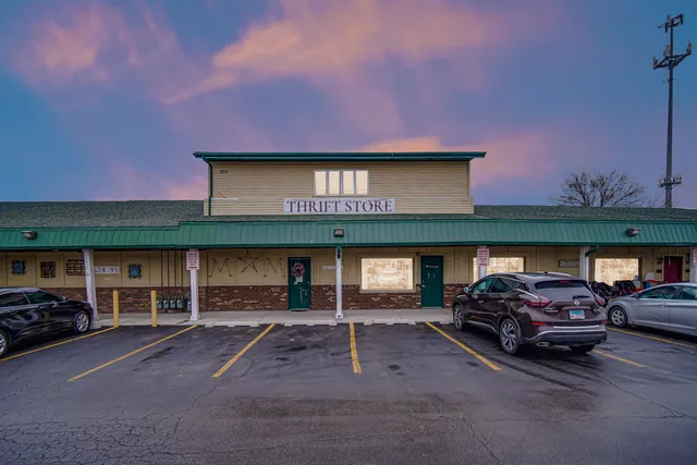 a car parked in front of a building