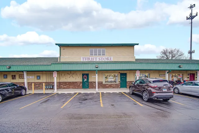 a car parked in front of a building