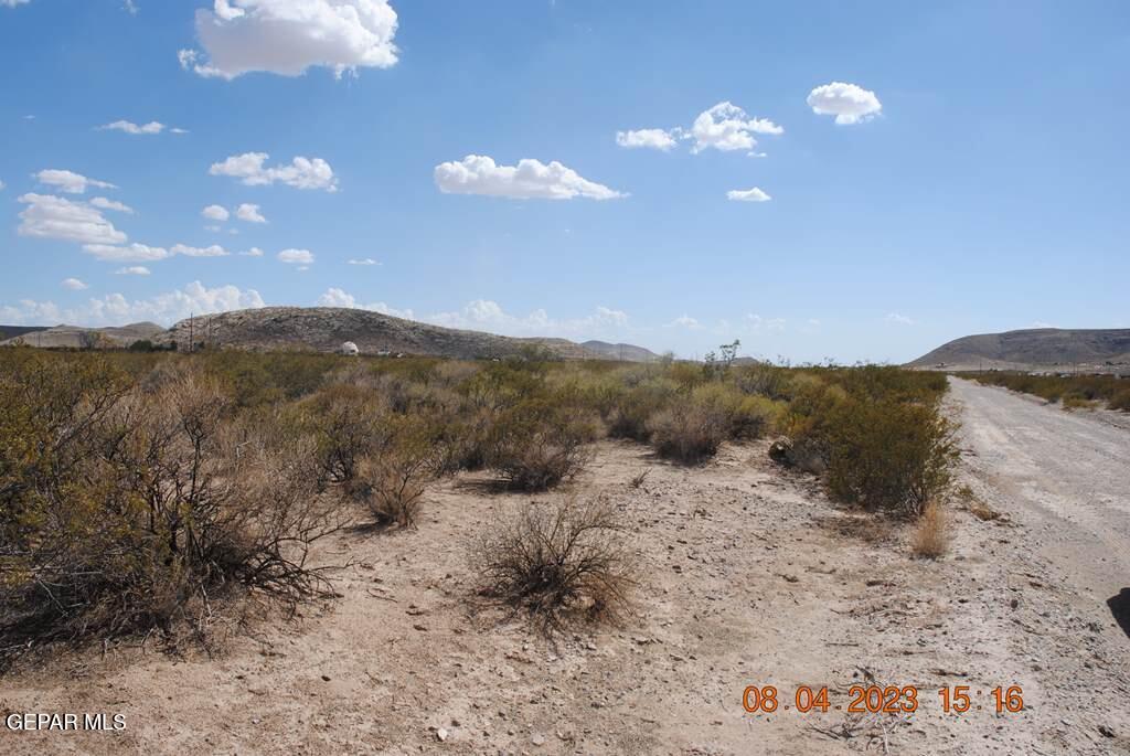 17200 Timmer Road El Paso, TX 79938 - Photo 6 of 6 a view of a dry yard with mountains in the background