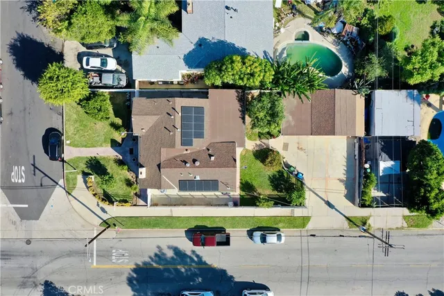 an aerial view of a house