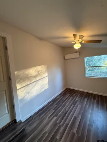 an empty room with a workbench