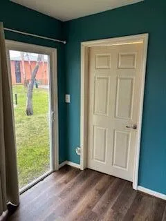 a view of an entryway with a window