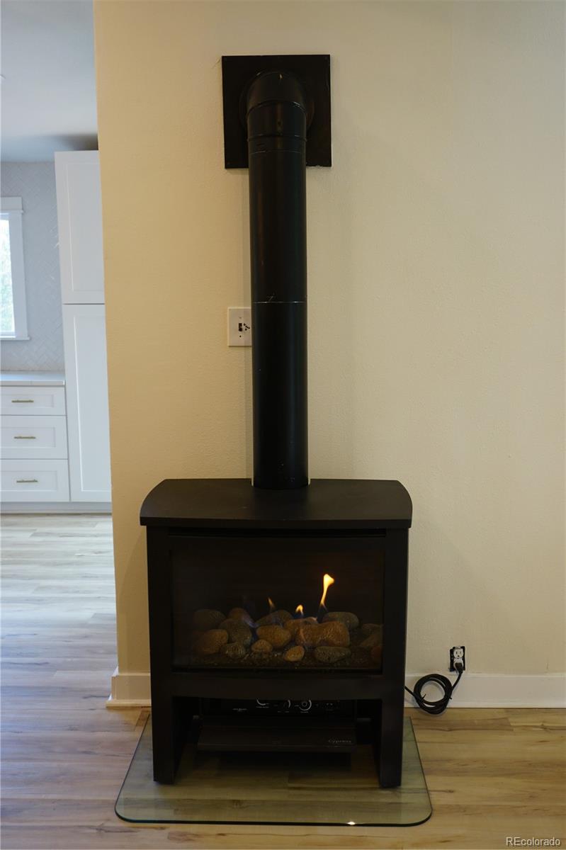 45 Lodgepole Drive Evergreen, CO 80439 - Photo 9 of 41 a view of fireplace in room with wooden floor