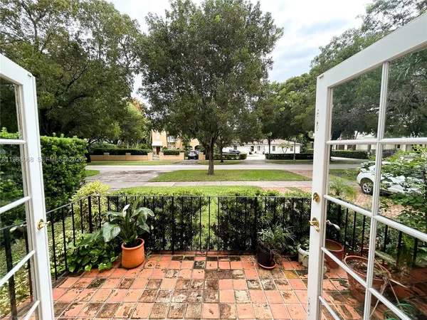 a view of a garden with plants