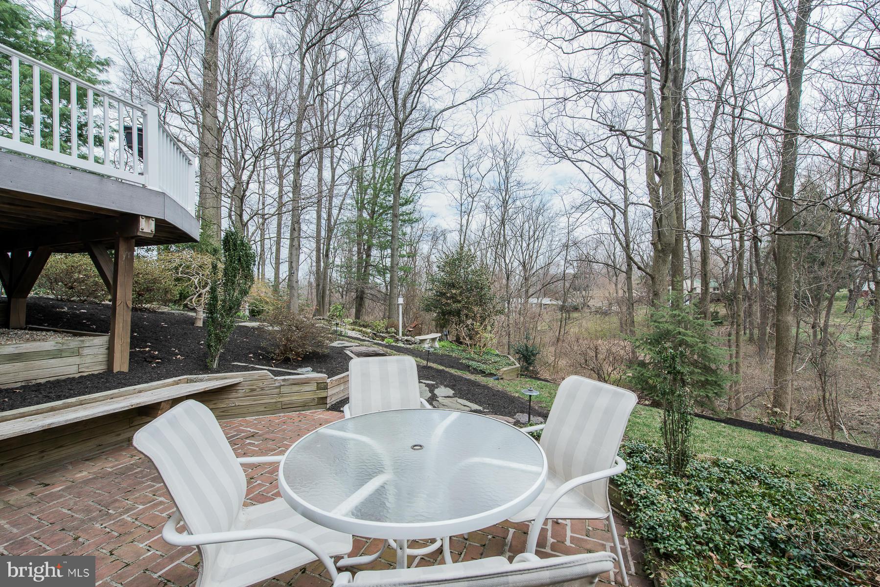 3677 Meadowvale Road Ellicott City, MD 21042 - Photo 25 of 30 a view of a patio with table and chairs and couches with wooden floor and fence
