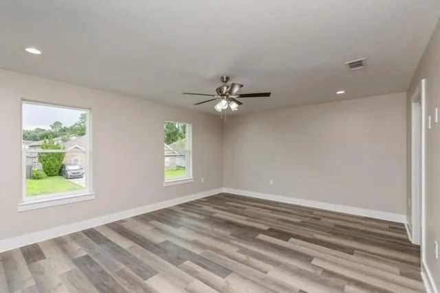 a view of a livingroom with a window
