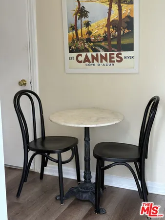 a view of a dinning table and chair