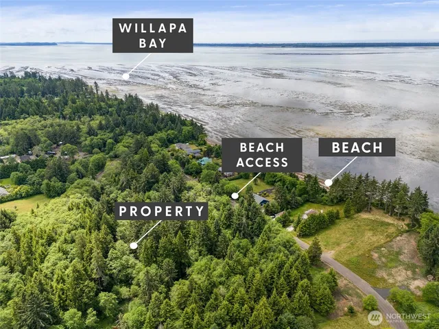 a view of outdoor space with signage and flags