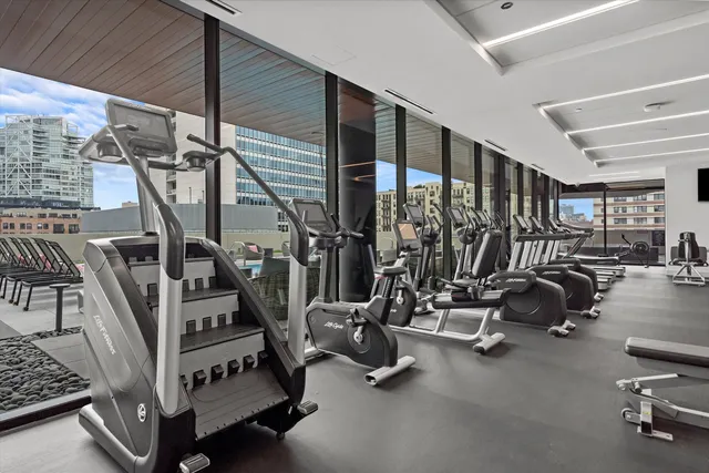 a view of a room with gym equipment
