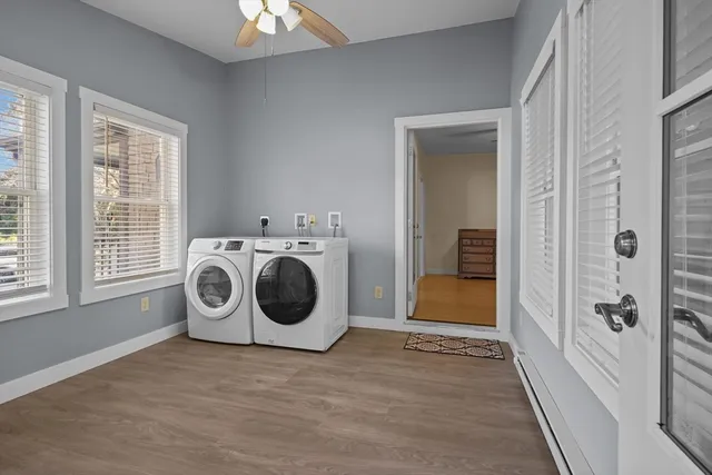a utility room with dryer and washer