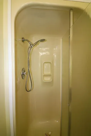 a bathroom with a shower