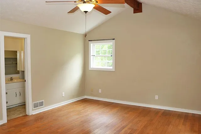 an empty room with a door