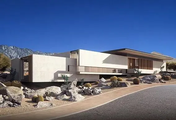 a living room with furniture a mirror and a table