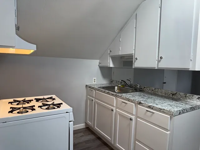 a kitchen with a stove and a refrigerator
