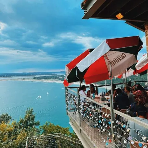 a view of lake and mountain