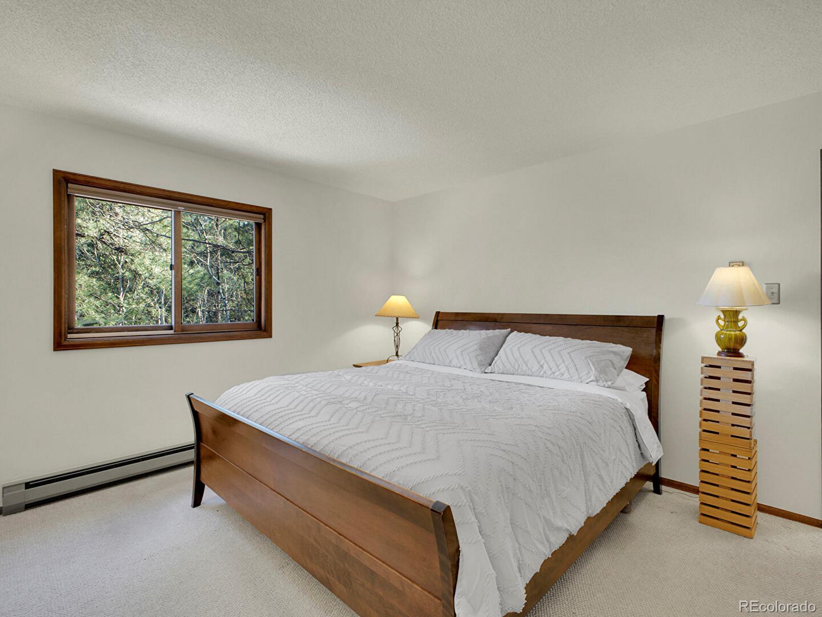 638 Impala Trail Bailey, CO 80421 - Photo 16 of 50 a bedroom with a bed wall painting and window