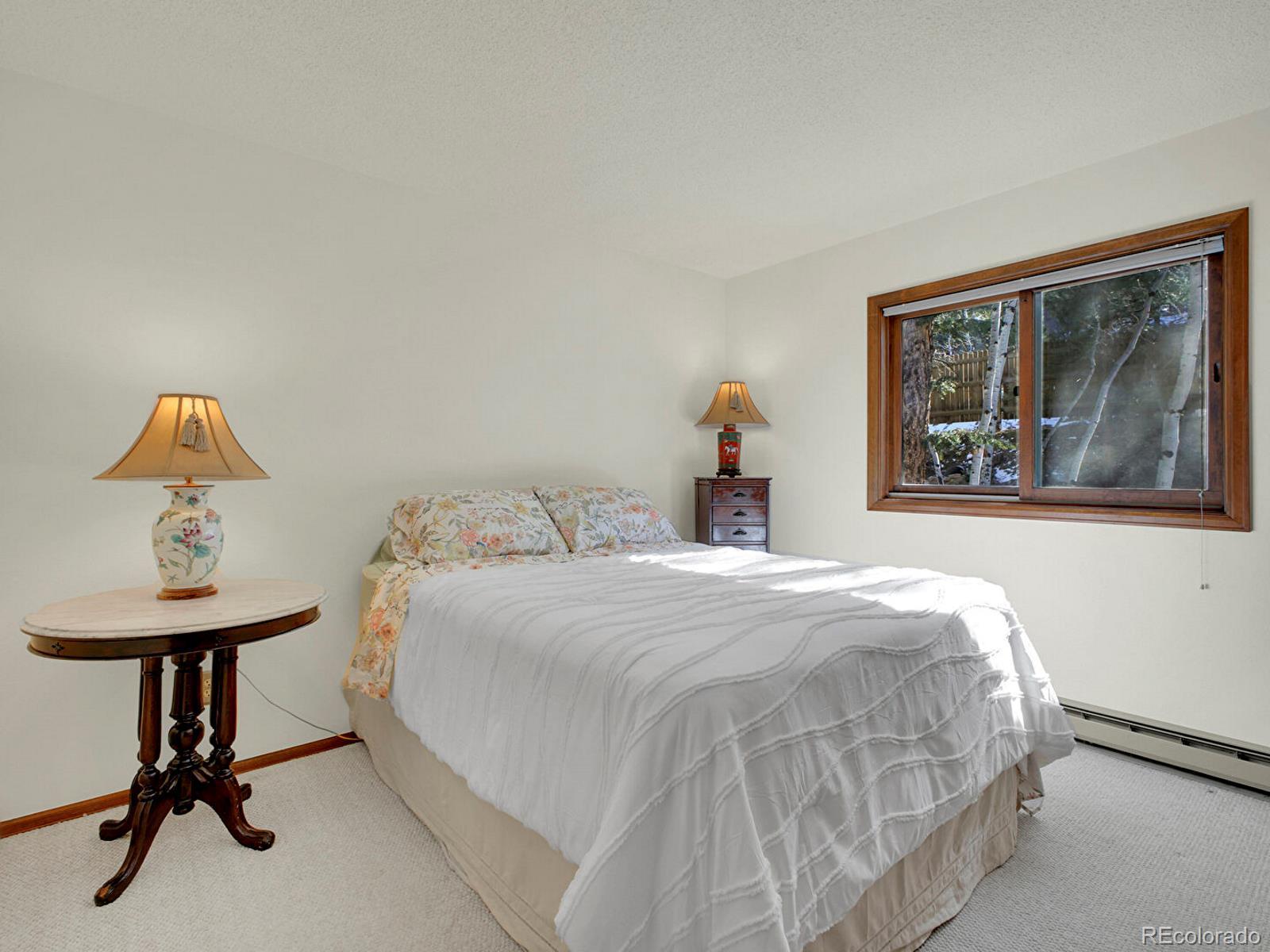 638 Impala Trail Bailey, CO 80421 - Photo 20 of 50 a bedroom with a bed and a table in it