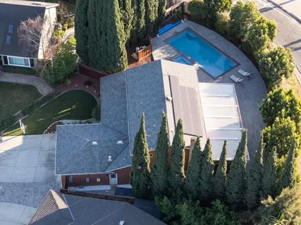 an aerial view of a house