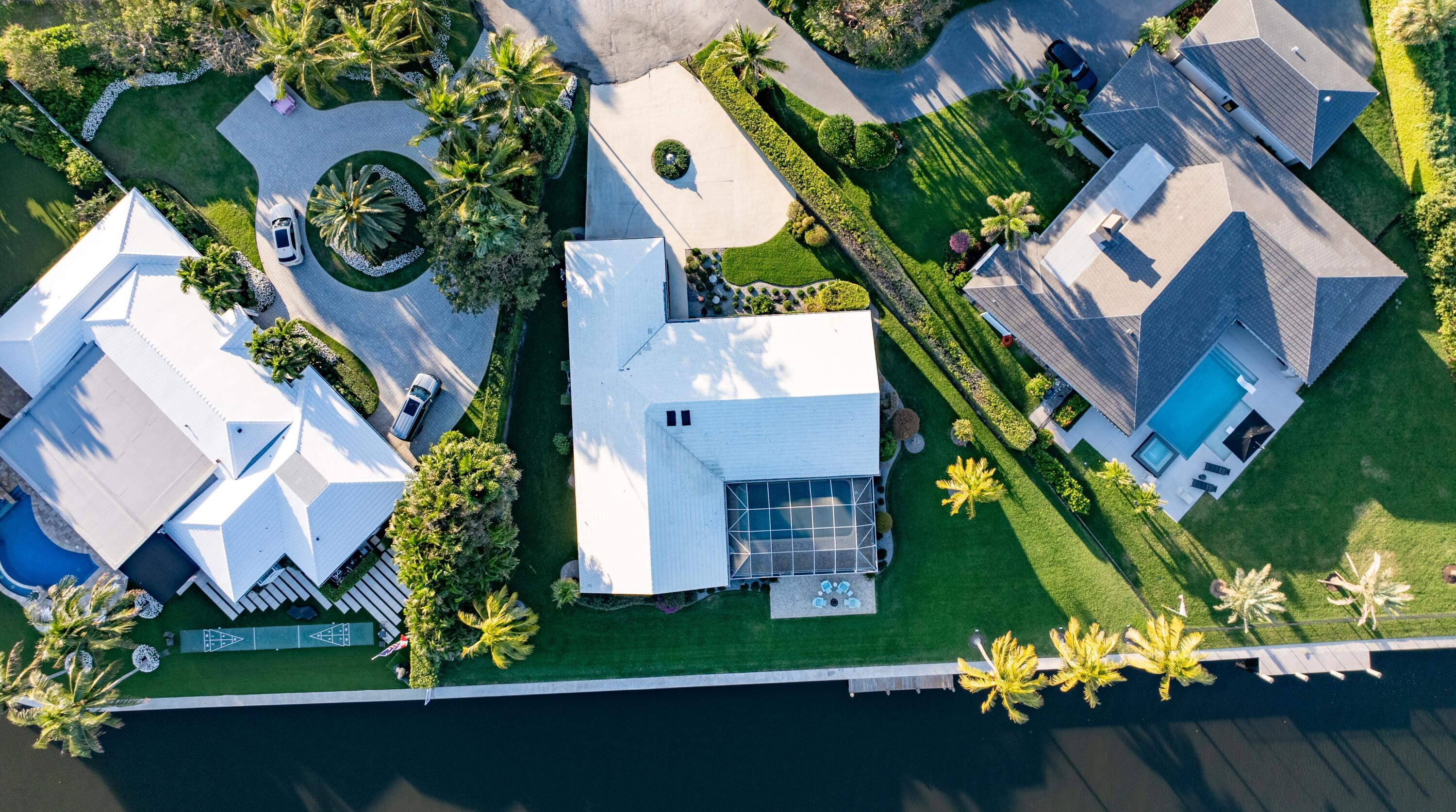an aerial view of a house