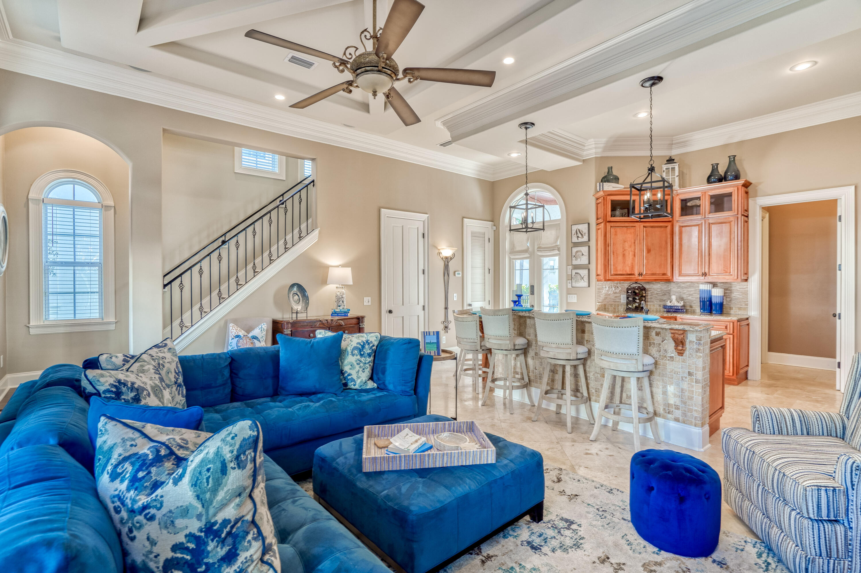 89 Palmeira Way Santa Rosa Beach, FL 32459 - Photo 13 of 64 a living room with furniture kitchen view and a chandelier
