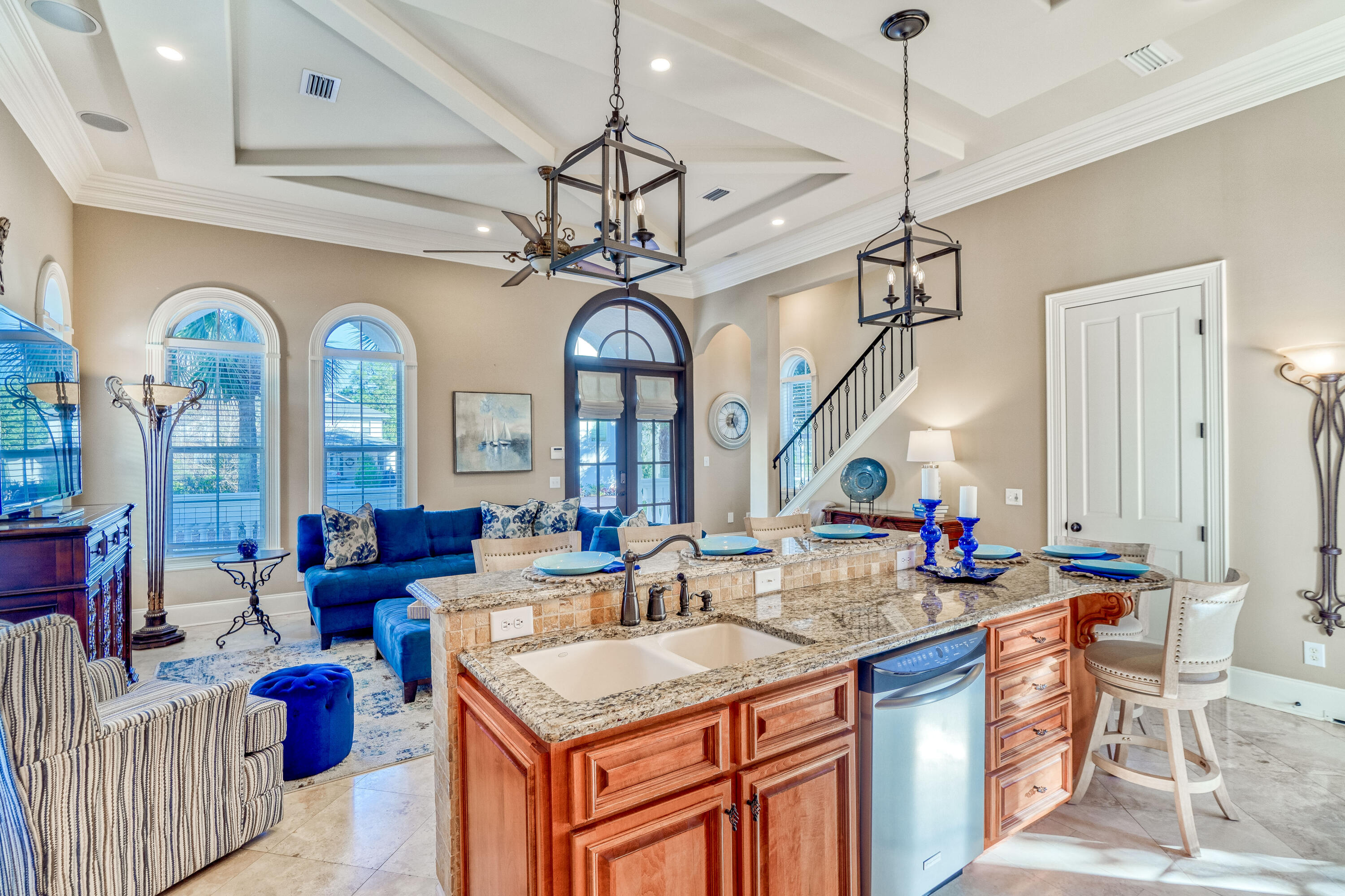 89 Palmeira Way Santa Rosa Beach, FL 32459 - Photo 7 of 64 a view of living room with granite countertop furniture and a chandelier