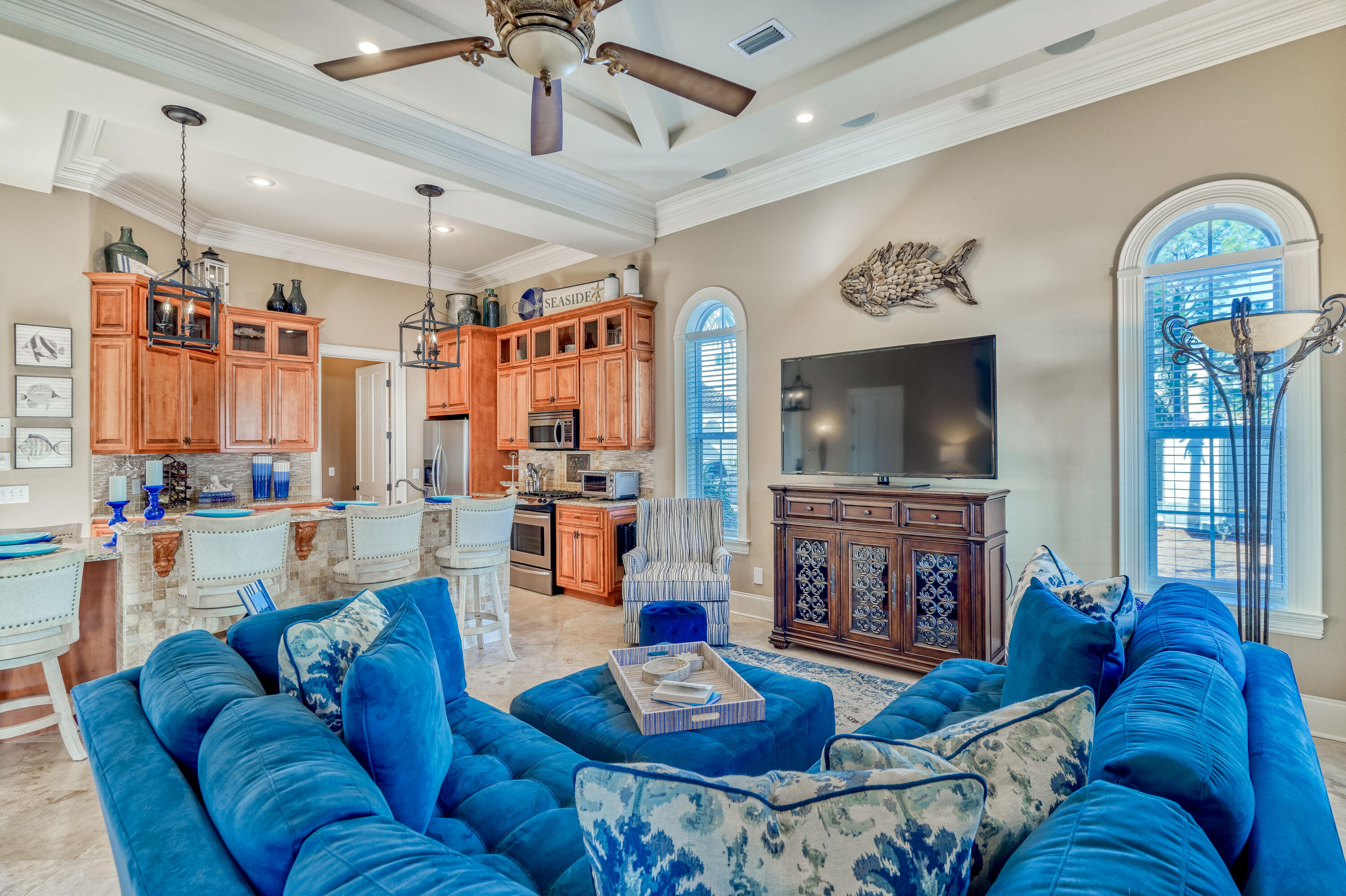 89 Palmeira Way Santa Rosa Beach, FL 32459 - Photo 10 of 64 a living room with furniture fireplace and a flat screen tv