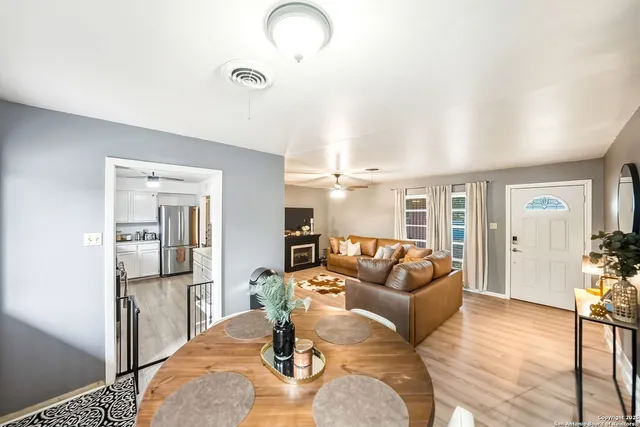 a living room with furniture