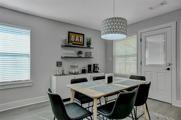 a table and a table sitting in a room