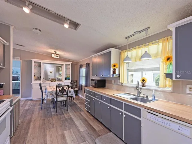 a kitchen with lots of counter top space