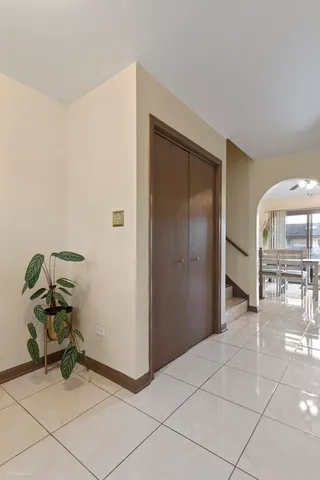 a view of a dining area with furniture