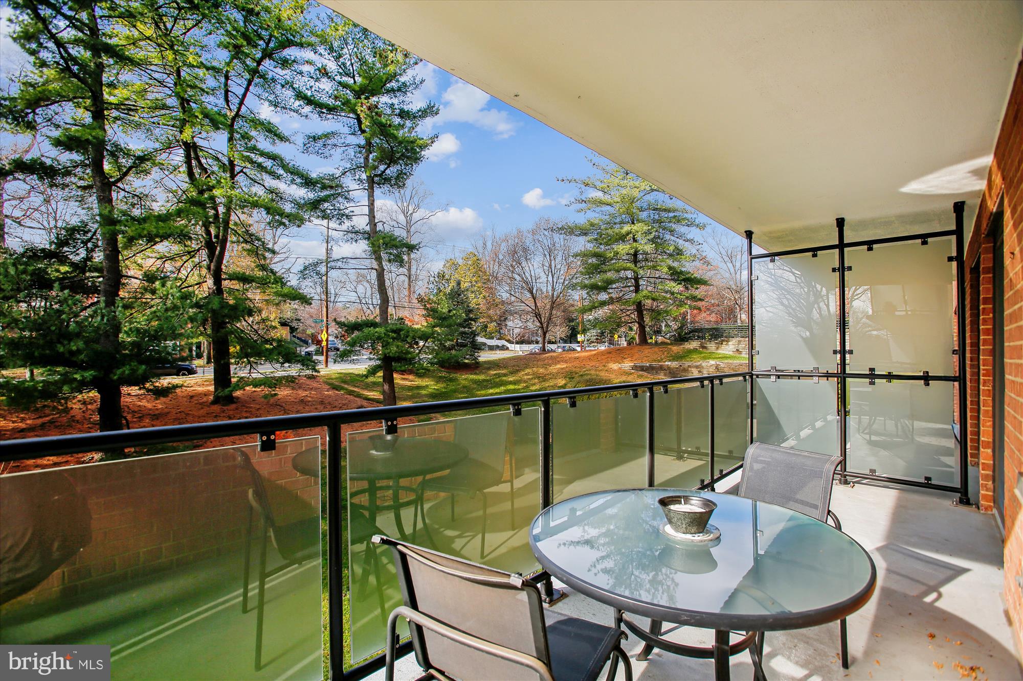 4201 Cathedral Avenue Northwest, Unit 407W Washington, DC 20016 - Photo 19 of 54 a balcony with table and chairs