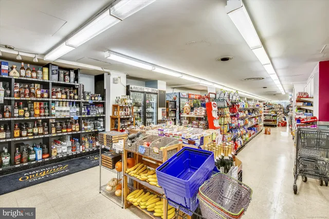 a view of a building with potted plants