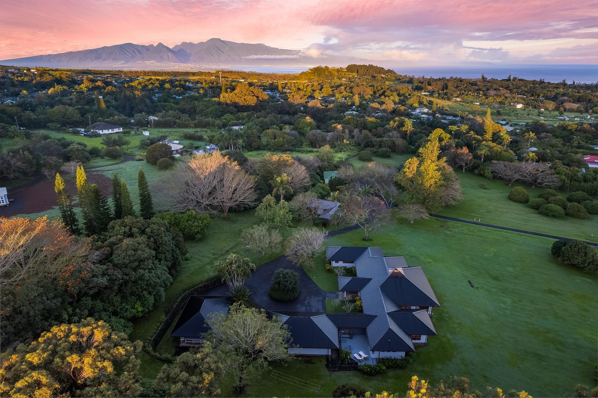 917 Hog Back Road Haiku, HI 96708 - Photo 30 of 30 an aerial view of residential houses with outdoor space and trees